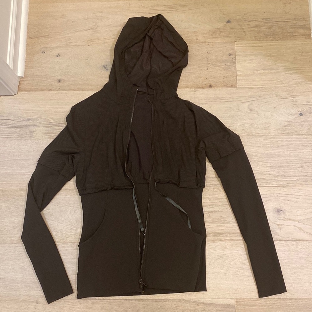 Lululemon Brown Zip Up Jacket Hooded Size 6 Reversible